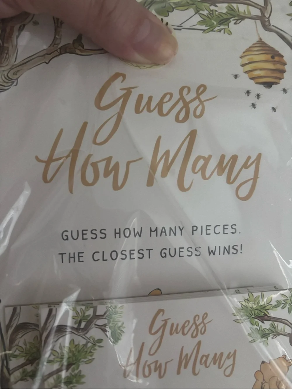 Winnie The Pooh Guess How Many Pooh Bear Party Game Sign - Gold Final Sale